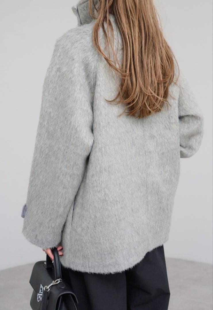 BONJOUR SAGAN グレー スタンドカラーコート