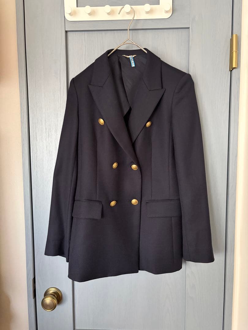 ANAYIウールオックスダブルジャケット38アナイネイビー金ボタン