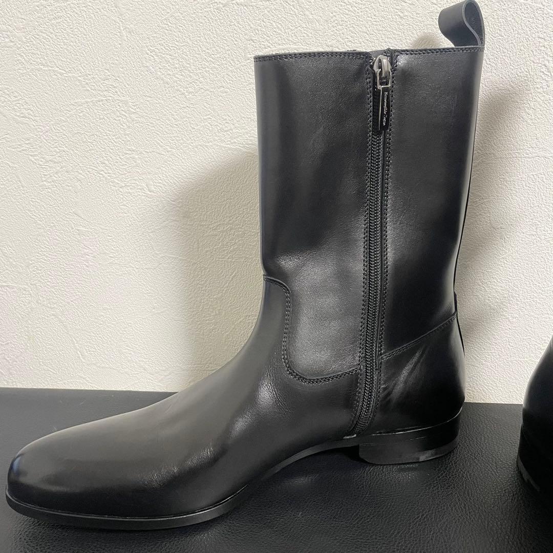 Ermenegildo Zegna (ゼニア)レザーブーツ 25.5cm 黒色