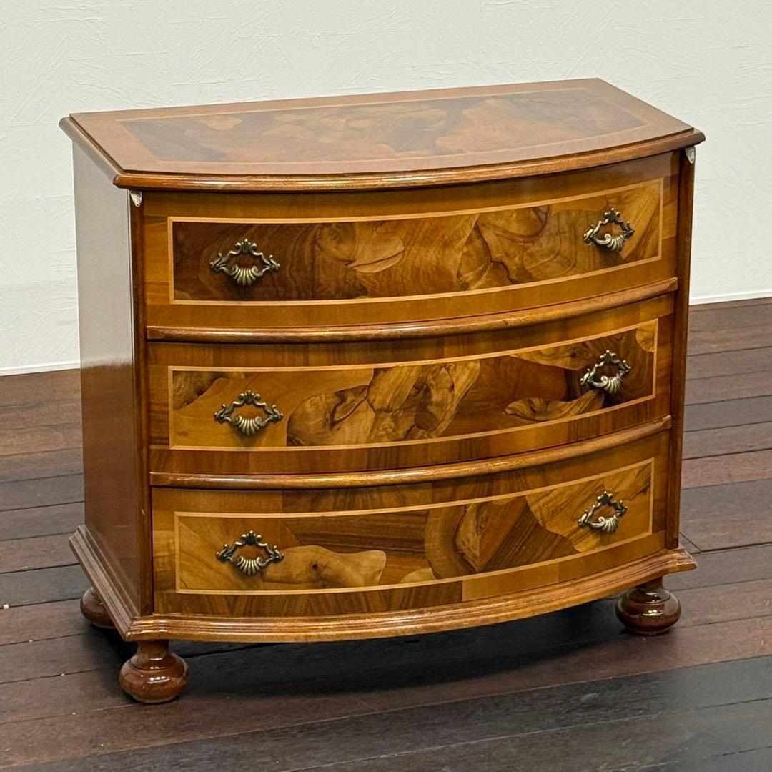 H19K8 イタリア製 象嵌細工 3段チェスト