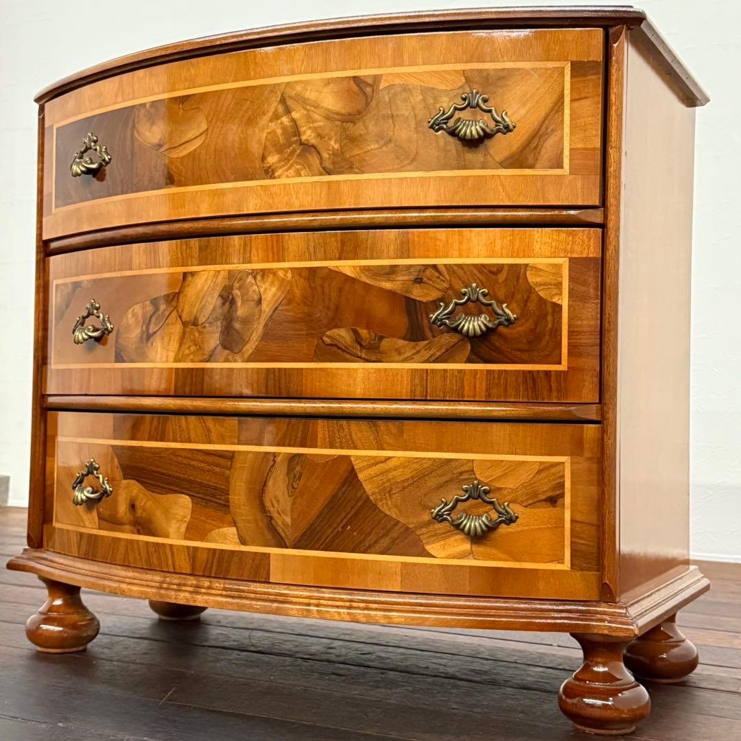 H19K8 イタリア製 象嵌細工 3段チェスト