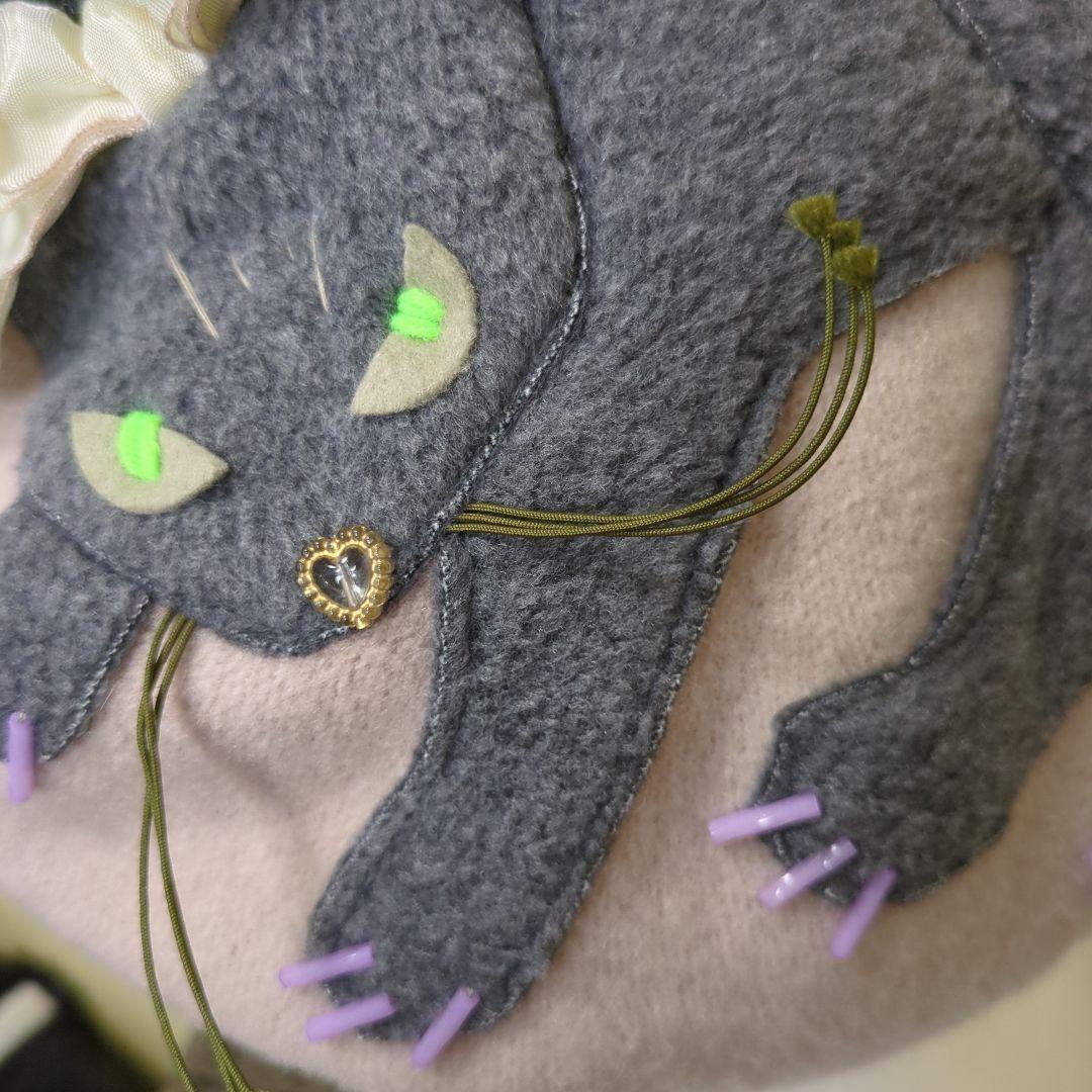 カシラ　猫デザイン ベレー帽 グレー ピンク