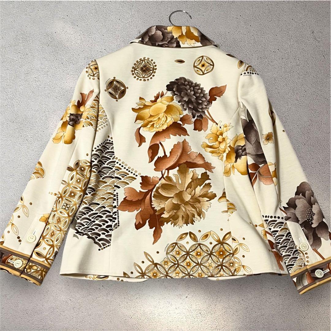 【未使用級】レオナール　ジャケット　花柄　ウール　ストレッチ　Mサイズ