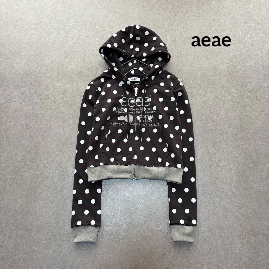 aeae♡WEB AEAE WEB LOGO CROP HOOD ZIP UP