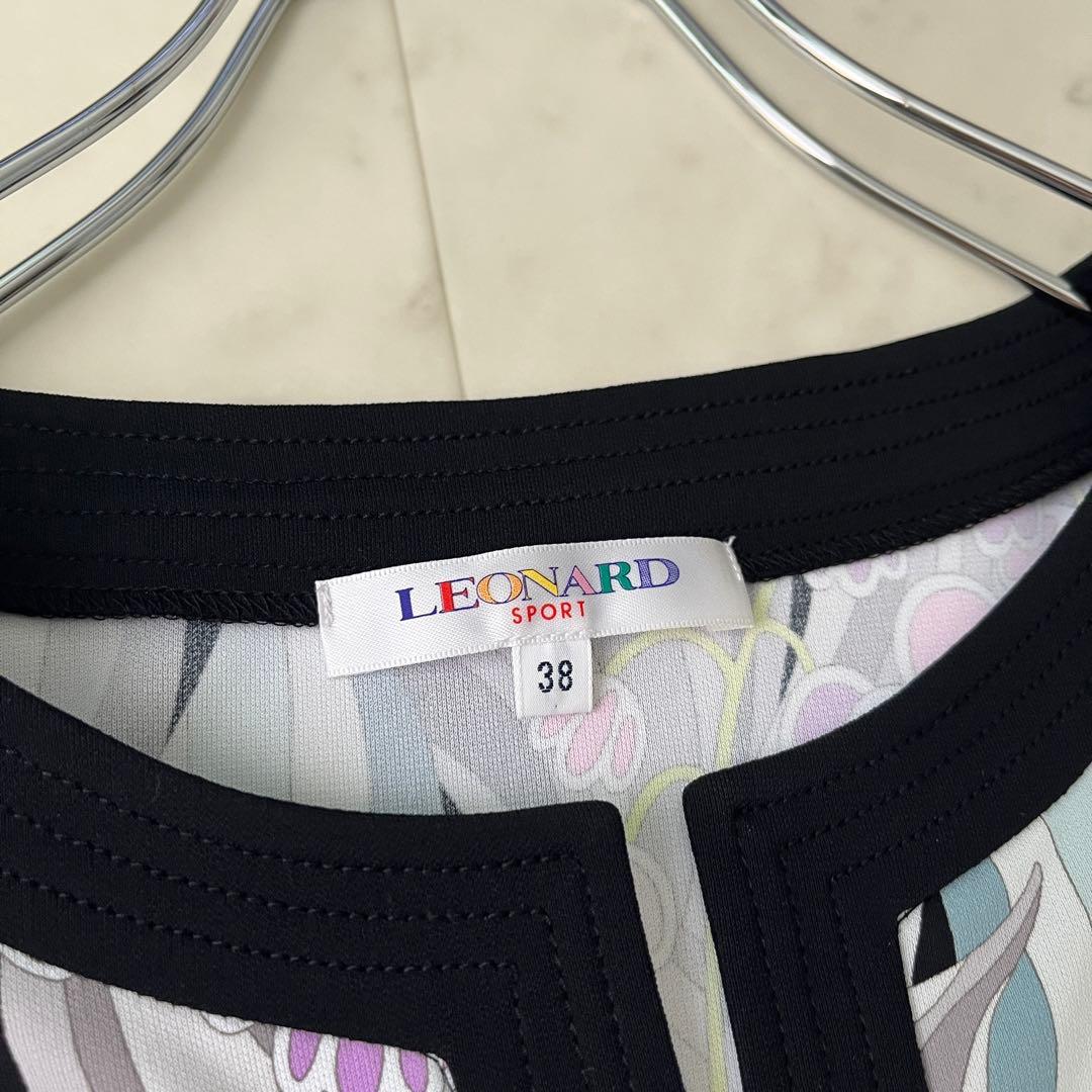 美品♡レオナール パネル柄 花柄 チュニック ワンピース トリム 38 M