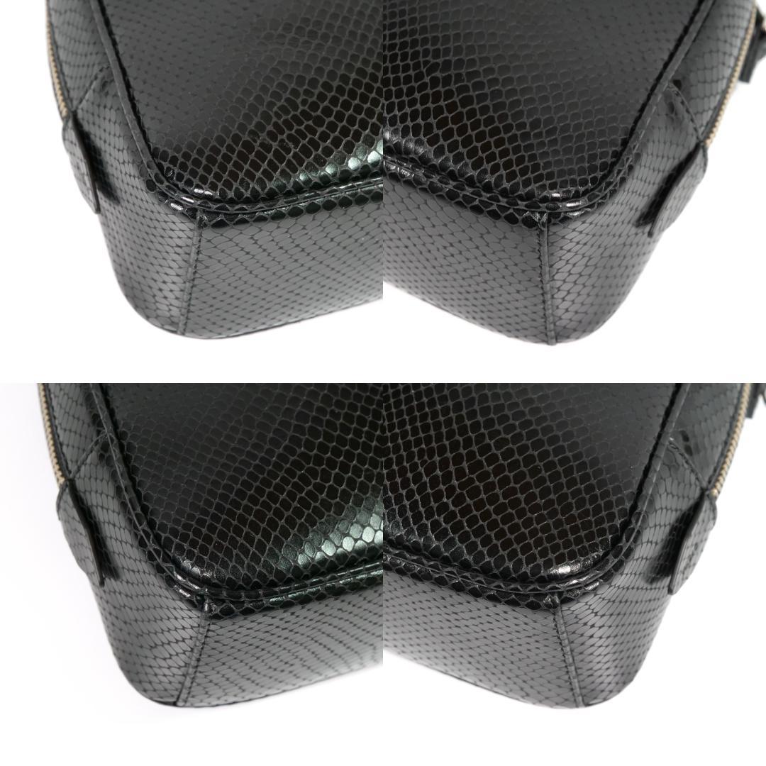 【MmyY】美品✨ハンドバッグ ショルダーバッグ パイソン柄 ブラック