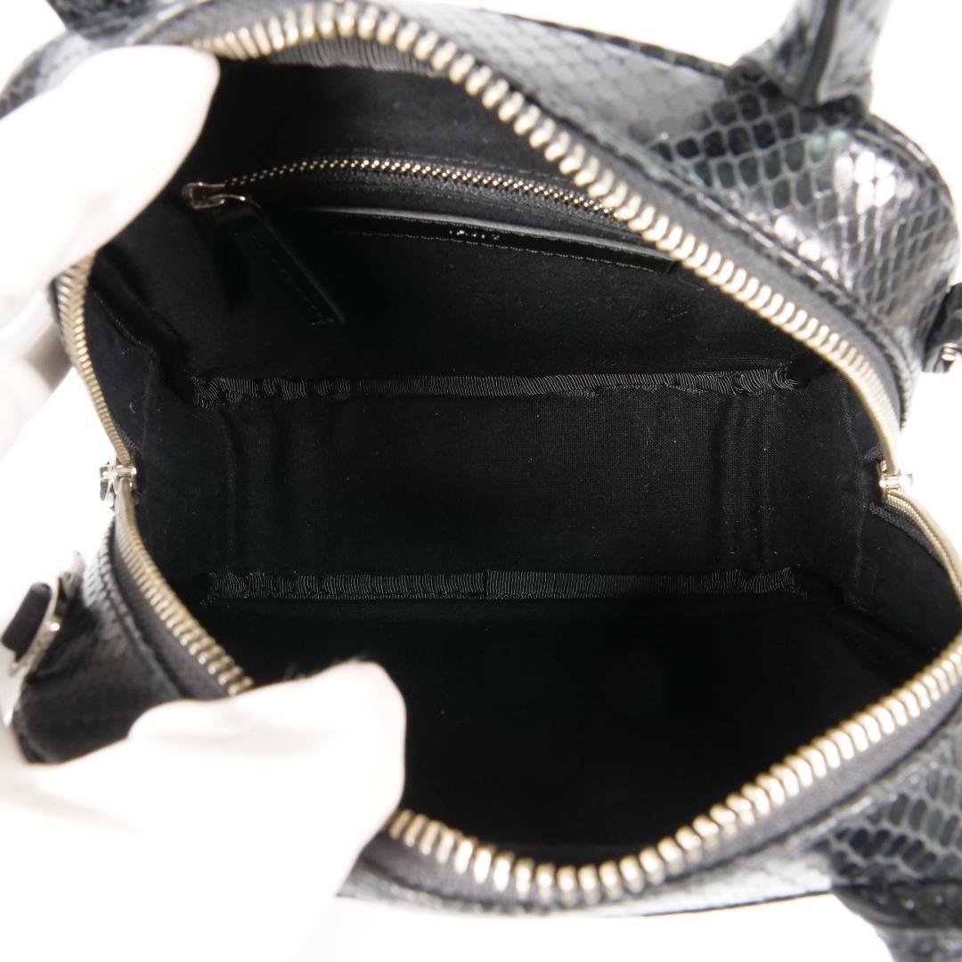 【MmyY】美品✨ハンドバッグ ショルダーバッグ パイソン柄 ブラック