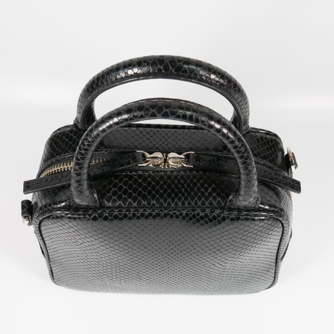 【MmyY】美品✨ハンドバッグ ショルダーバッグ パイソン柄 ブラック