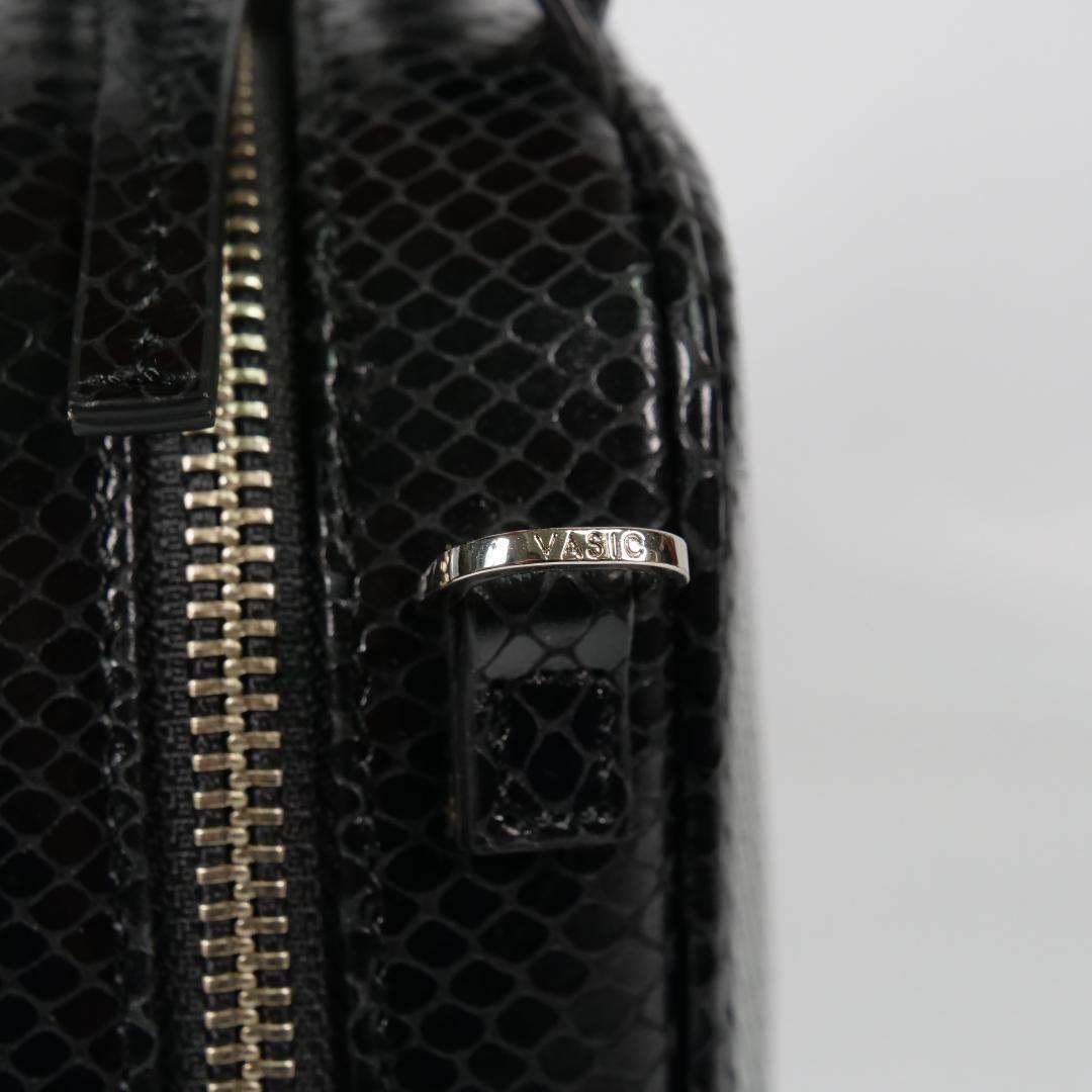 【MmyY】美品✨ハンドバッグ ショルダーバッグ パイソン柄 ブラック