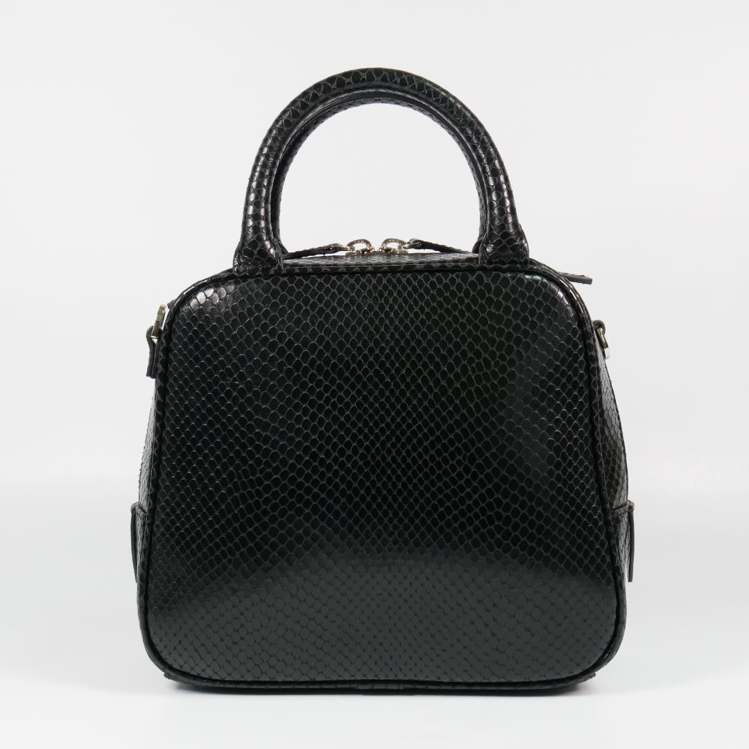 【MmyY】美品✨ハンドバッグ ショルダーバッグ パイソン柄 ブラック