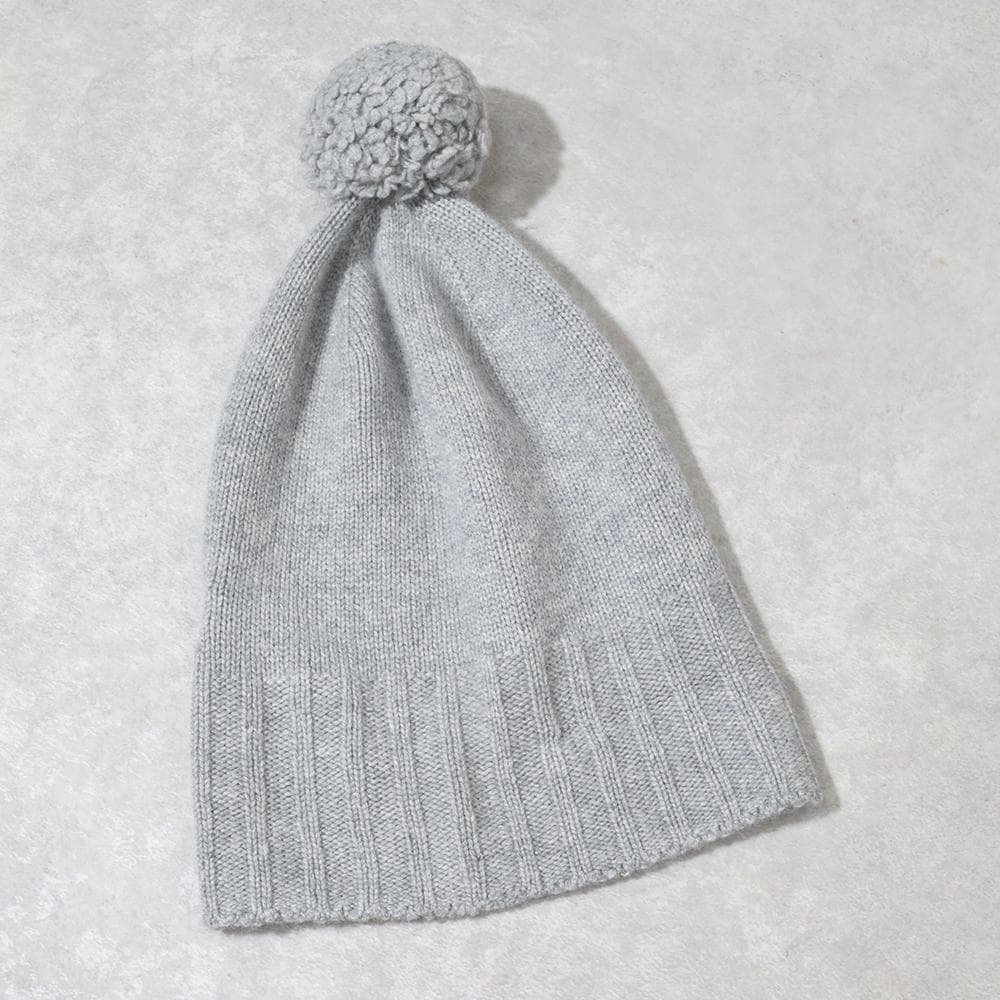 英国製 Johnstons of Elgin カシミヤ ニット帽 ボンボン付き