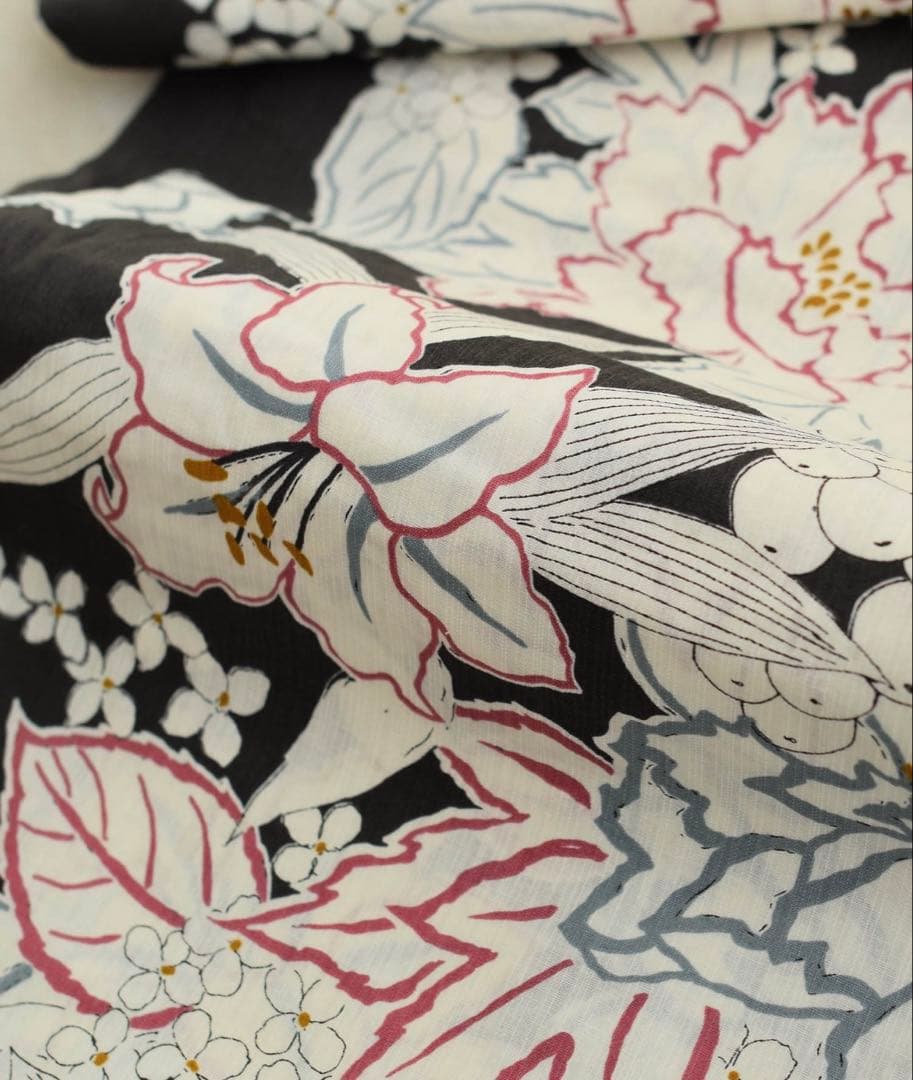 utatane ウタタネ 浴衣 帯 下駄 3点セット ダークネイビー 百合 芍薬