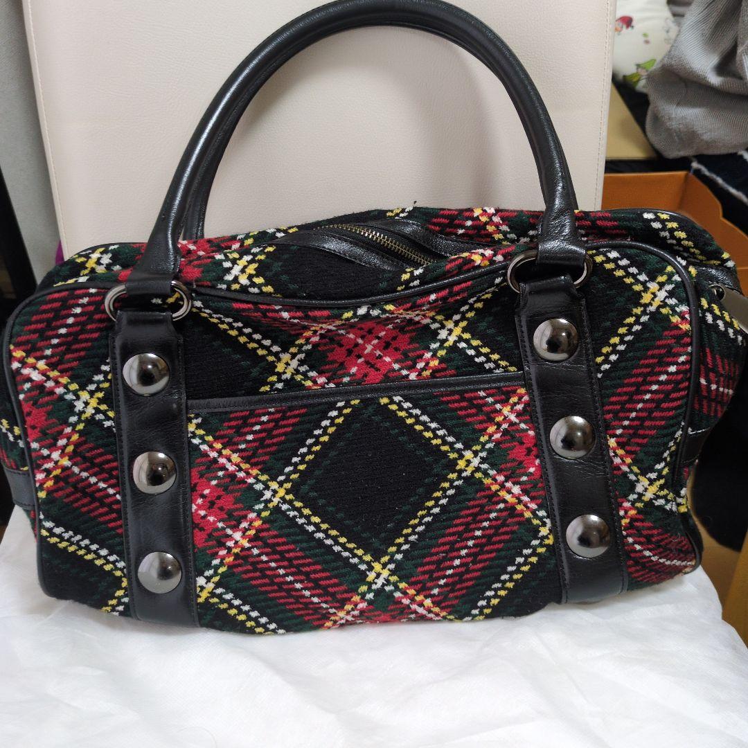 美品【ＢＵＲＢＥＲＲＹ】タータンチェック ウールバッグ