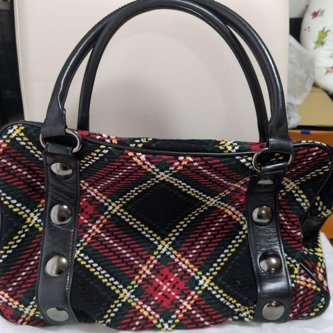 美品【ＢＵＲＢＥＲＲＹ】タータンチェック ウールバッグ