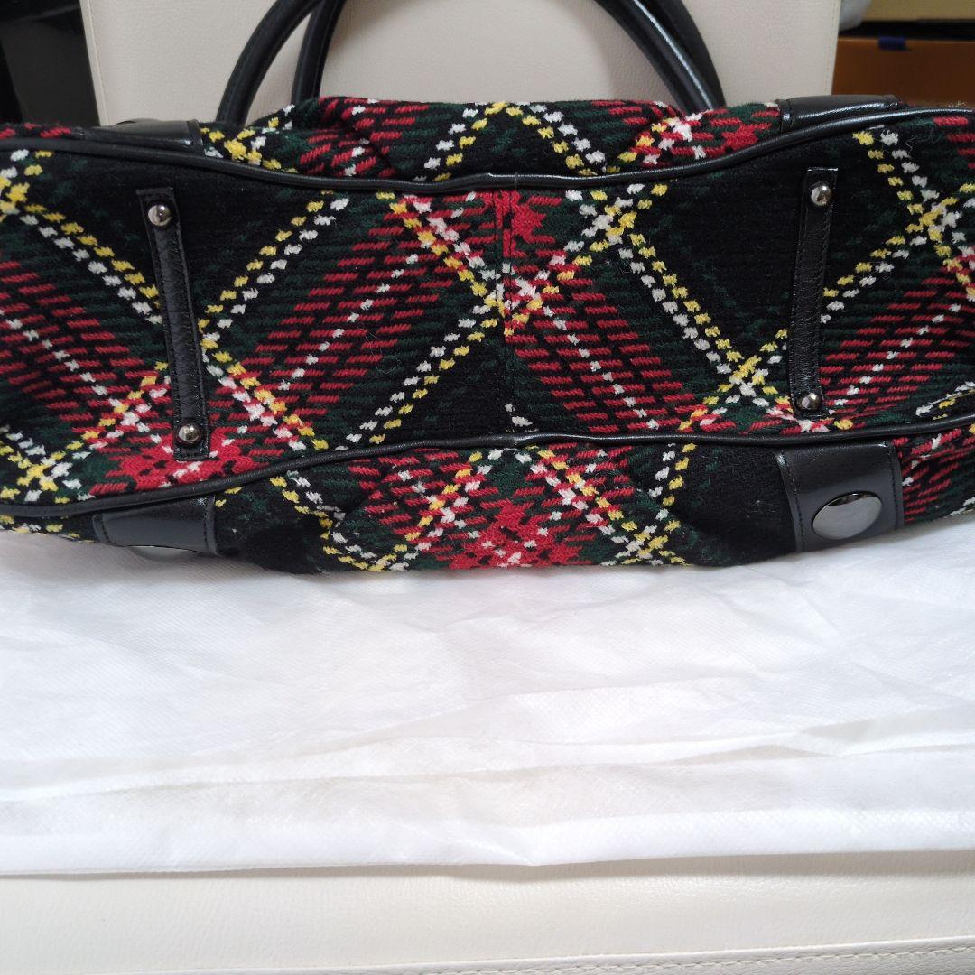 美品【ＢＵＲＢＥＲＲＹ】タータンチェック ウールバッグ