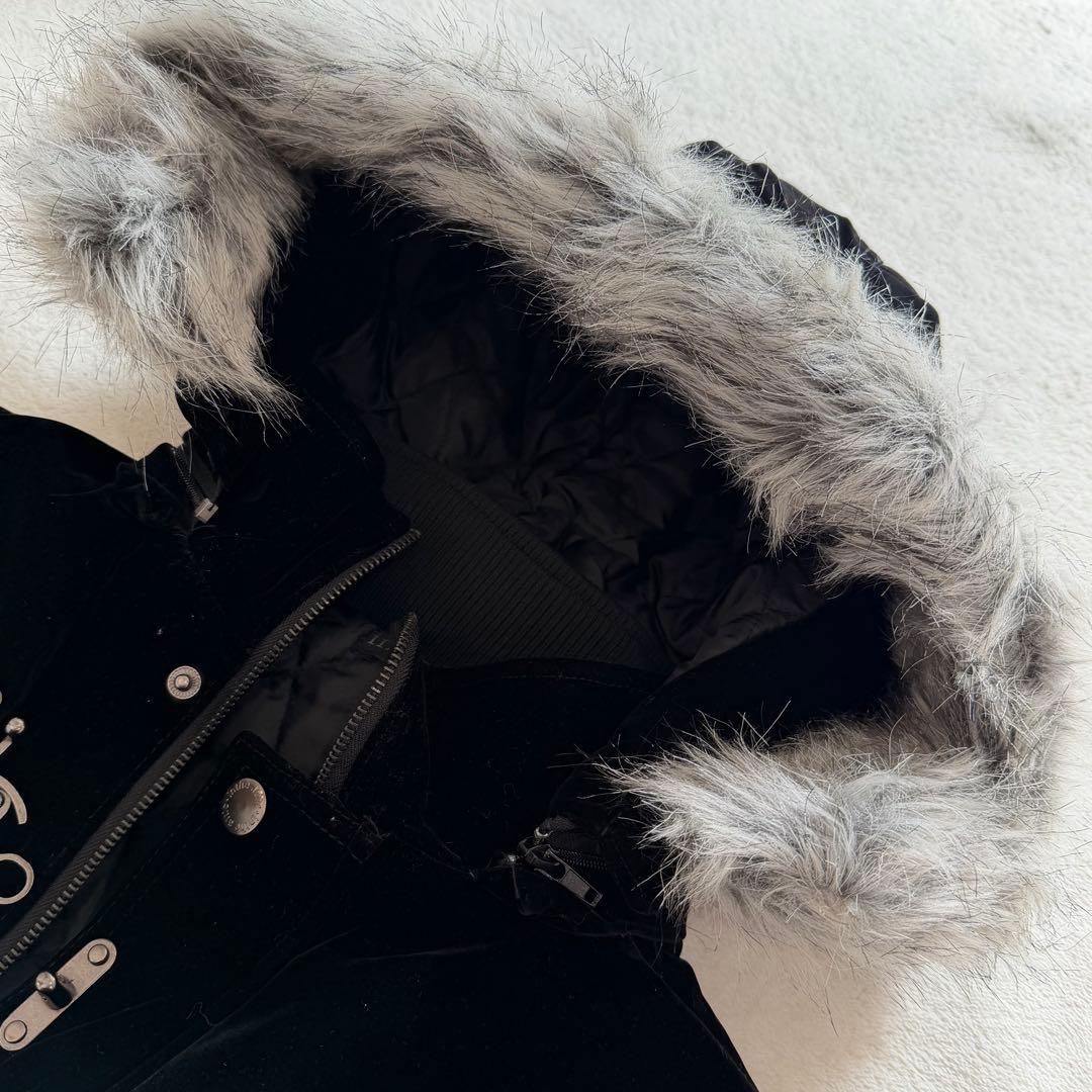 00s Y2K ファイヤーマンジャケット　ベロア　黒　ファー　お兄系　タグ付　M