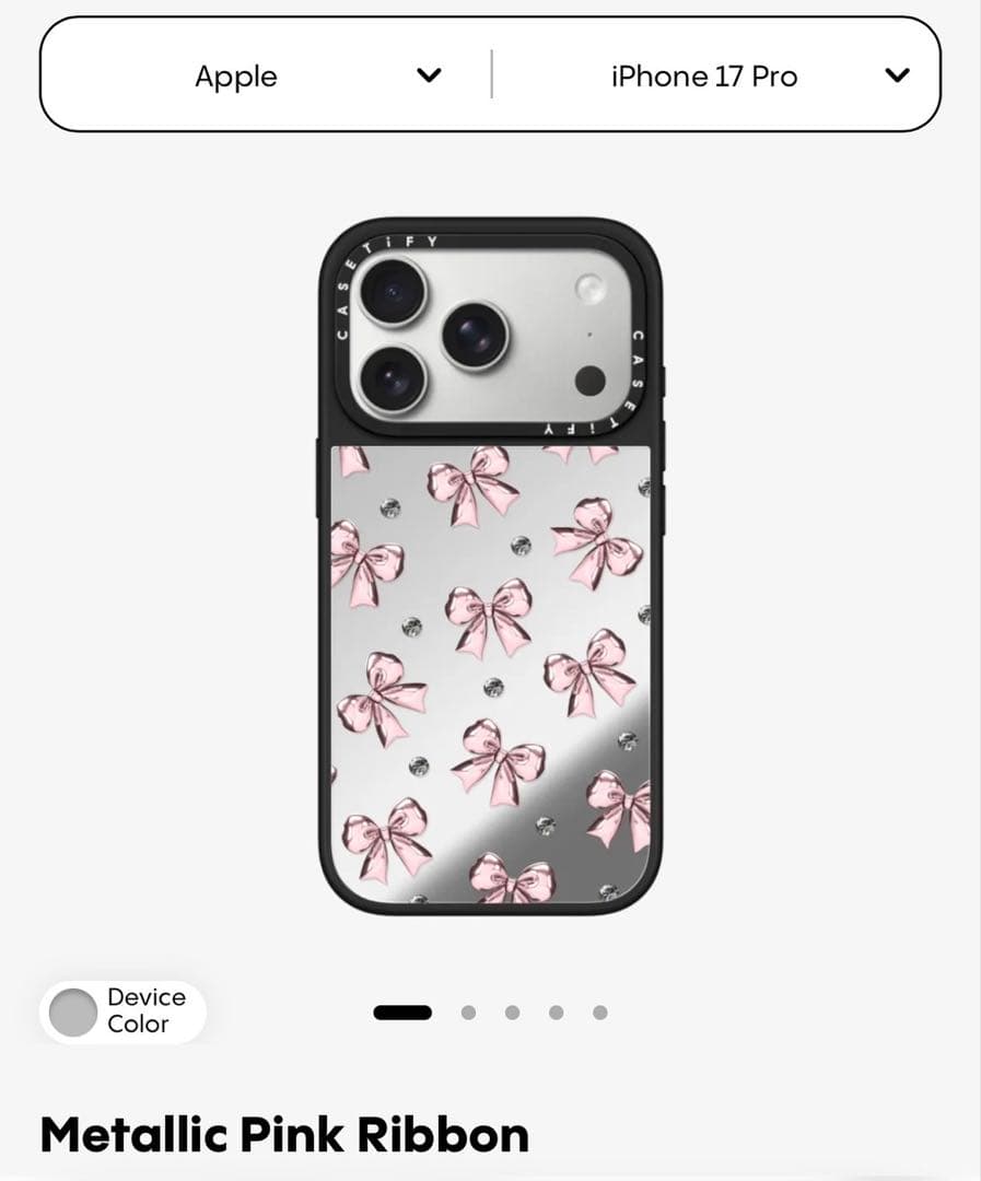 CASSETIFY iPhone 17 Pro ケース メタリックピンクリボン