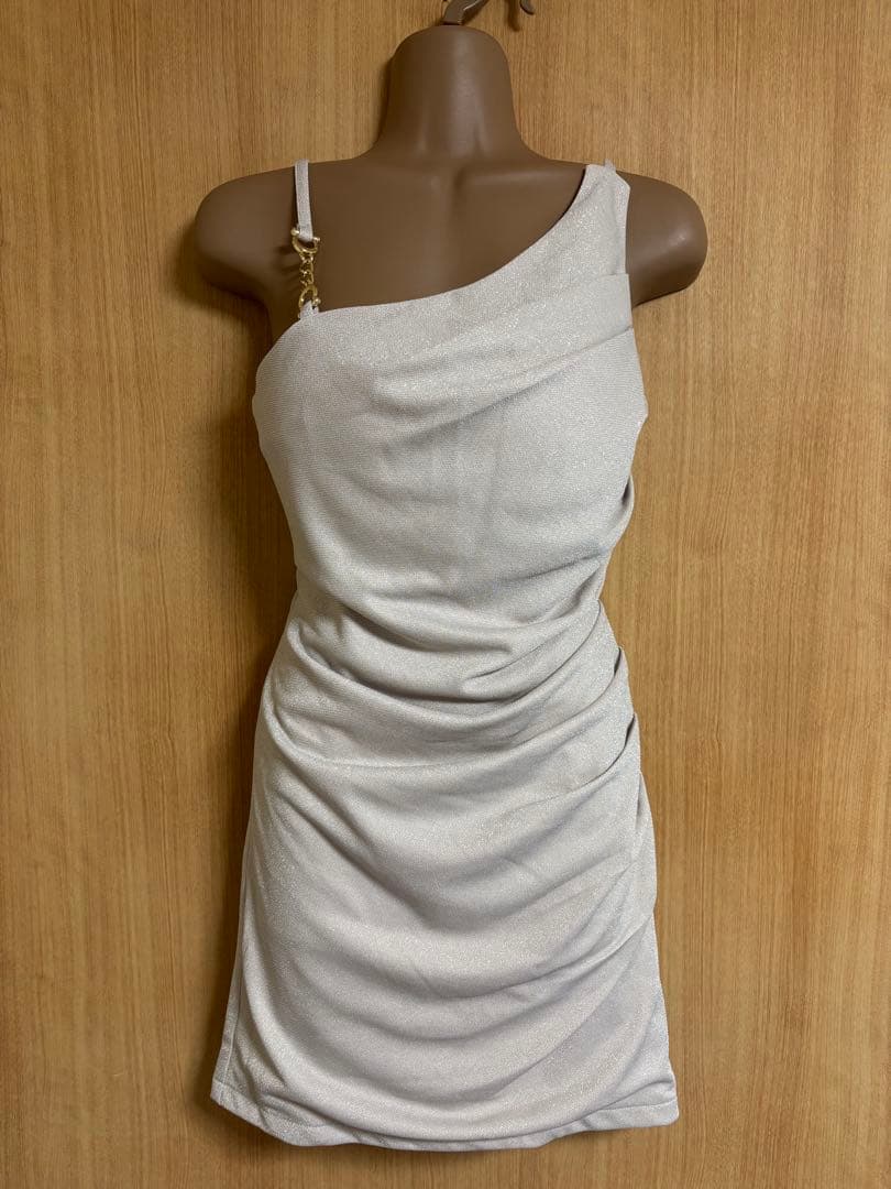チェーンキャミソールギャザーストレッチドレスS