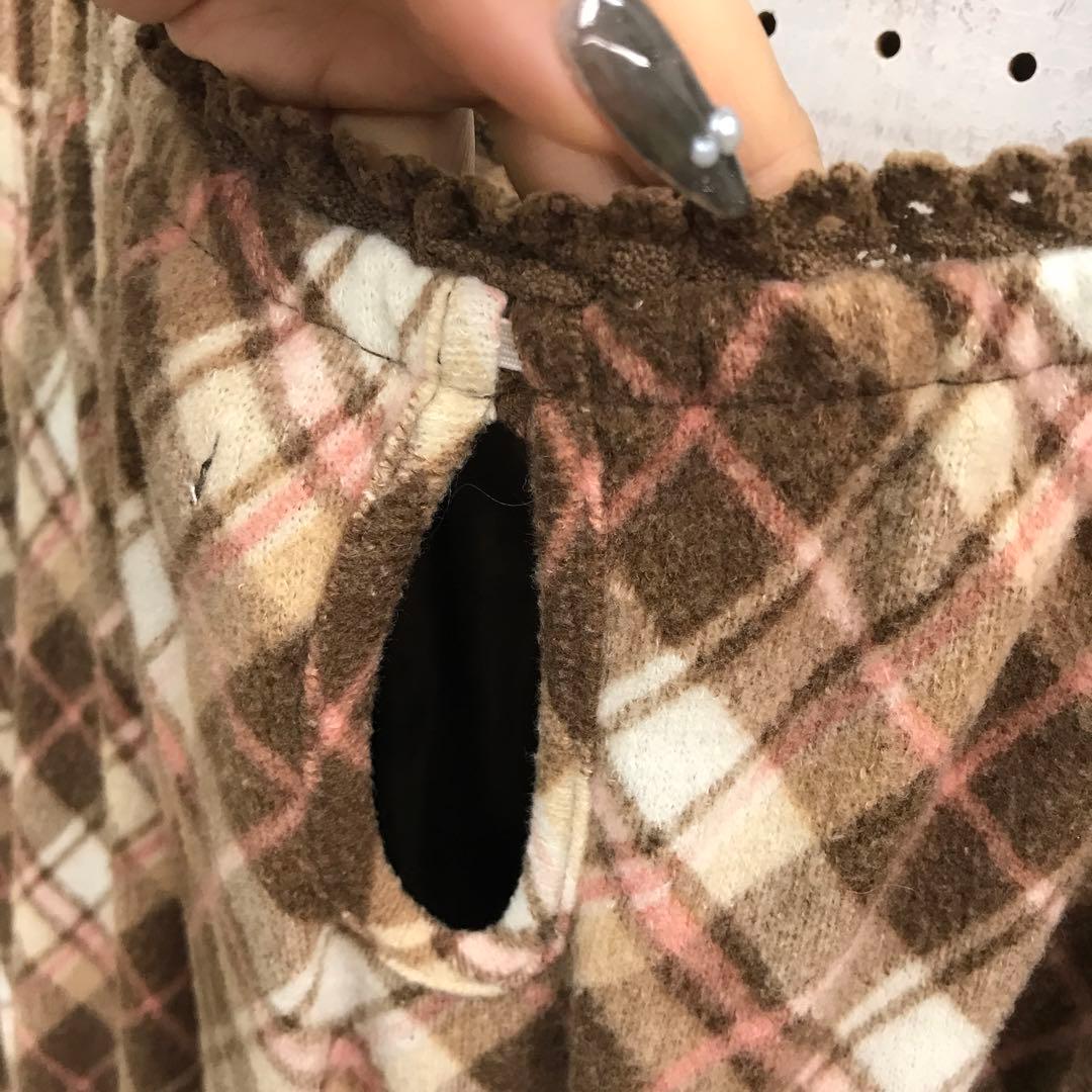 姫ギャル 古着 LIZLISA チェック オフショルダーチュニックワンピース