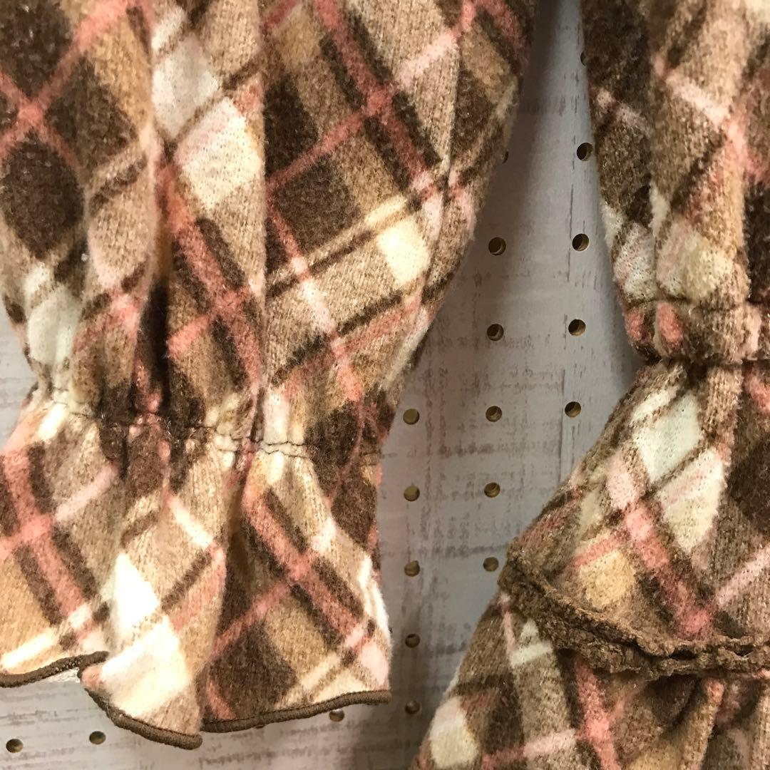 姫ギャル 古着 LIZLISA チェック オフショルダーチュニックワンピース