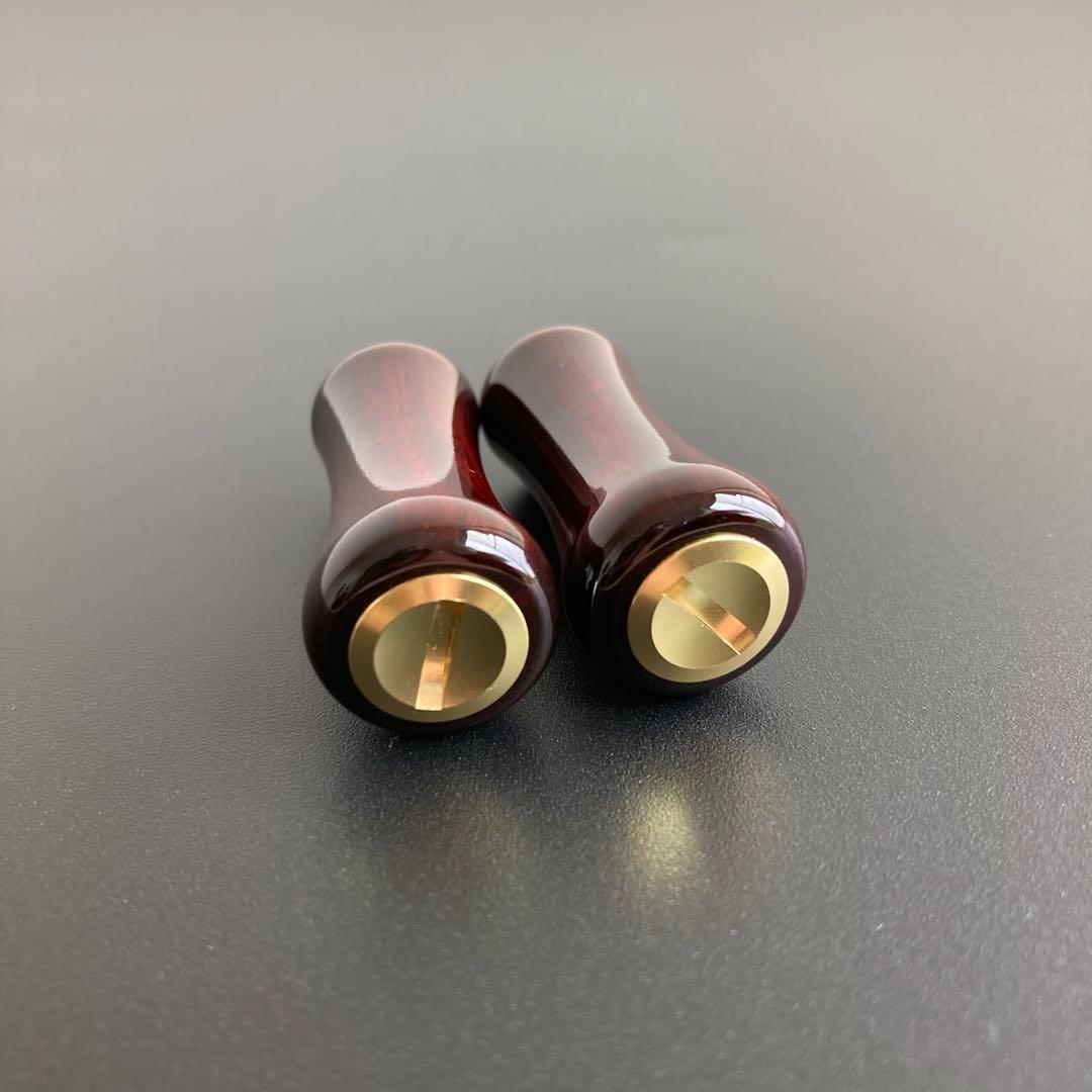 ウッドノブ 天然木/ゴールド 2個 ダイワ・シマノ対応 鏡面仕上げ ベアリング付