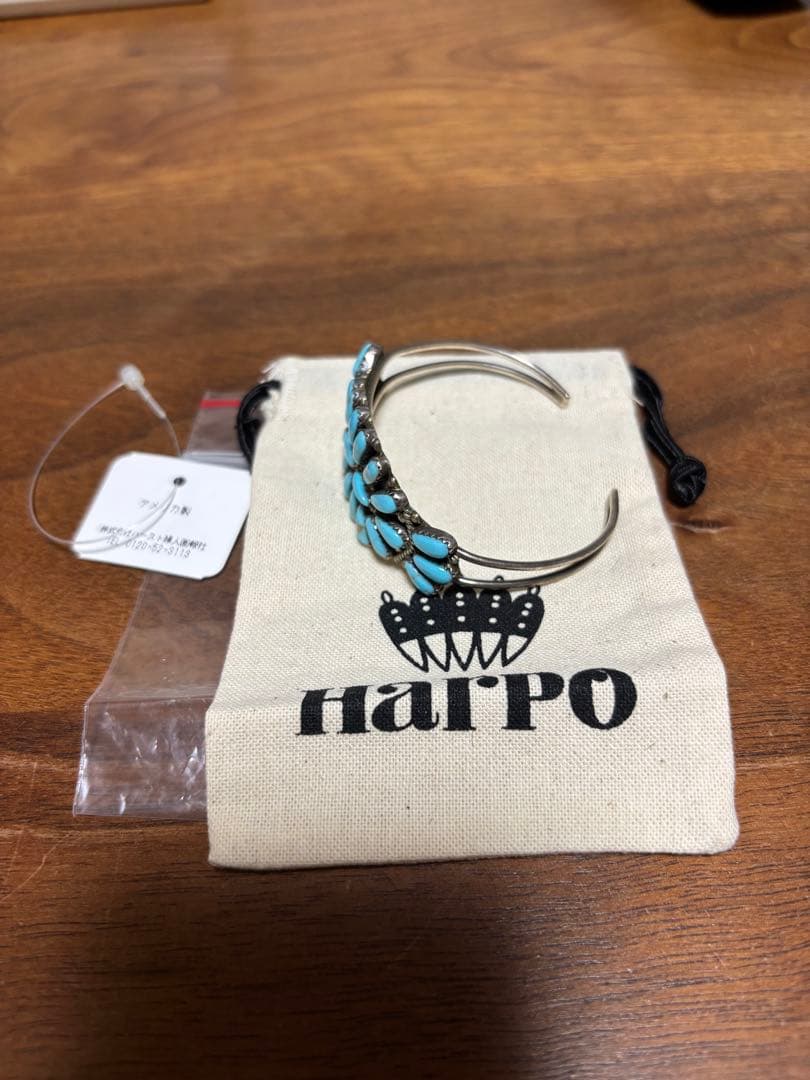 Harpo ターコイズ　ワイドフラワーバングル　インディアンジュエリー