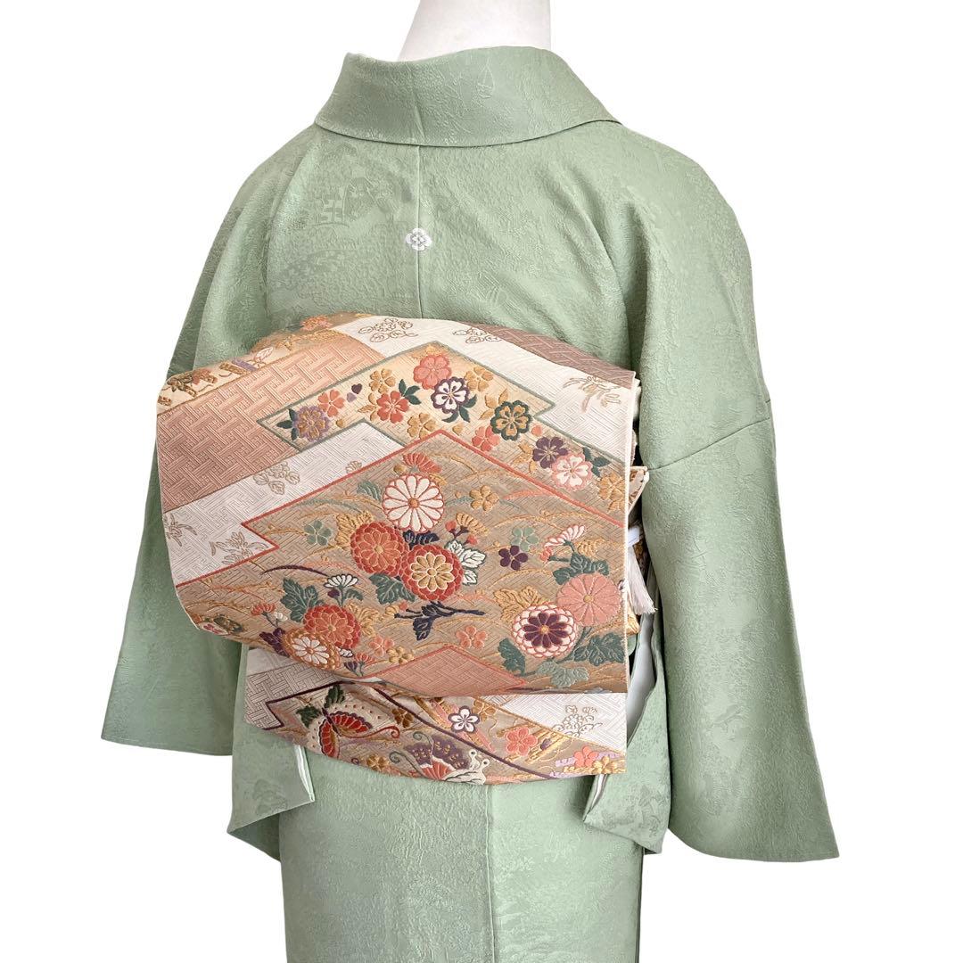 淡緑色 色無地×袋帯おまけ セット 礼装 七五三 入学式 NO56 NO22