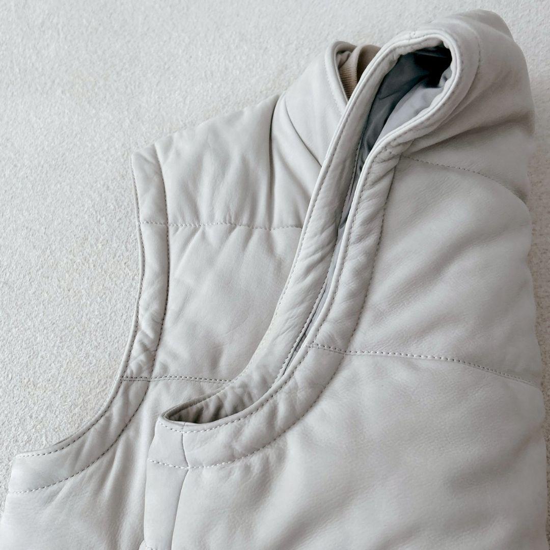 ブリオーニ Brioni ラムレザー 羊革 ダウンベスト ジャケット グレー48