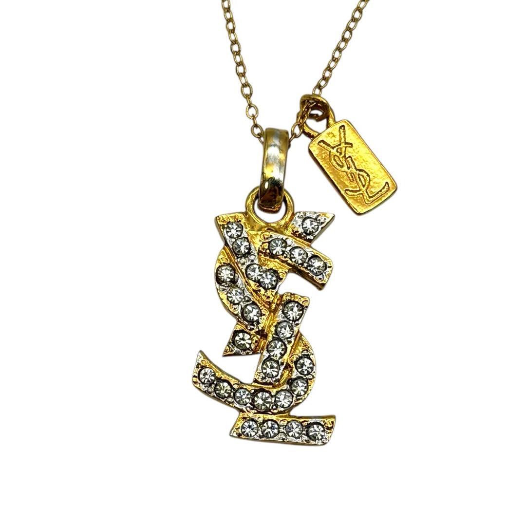 美品◎ イヴサンローラン YSL ビジュー ストーン ネックレス ペンダント
