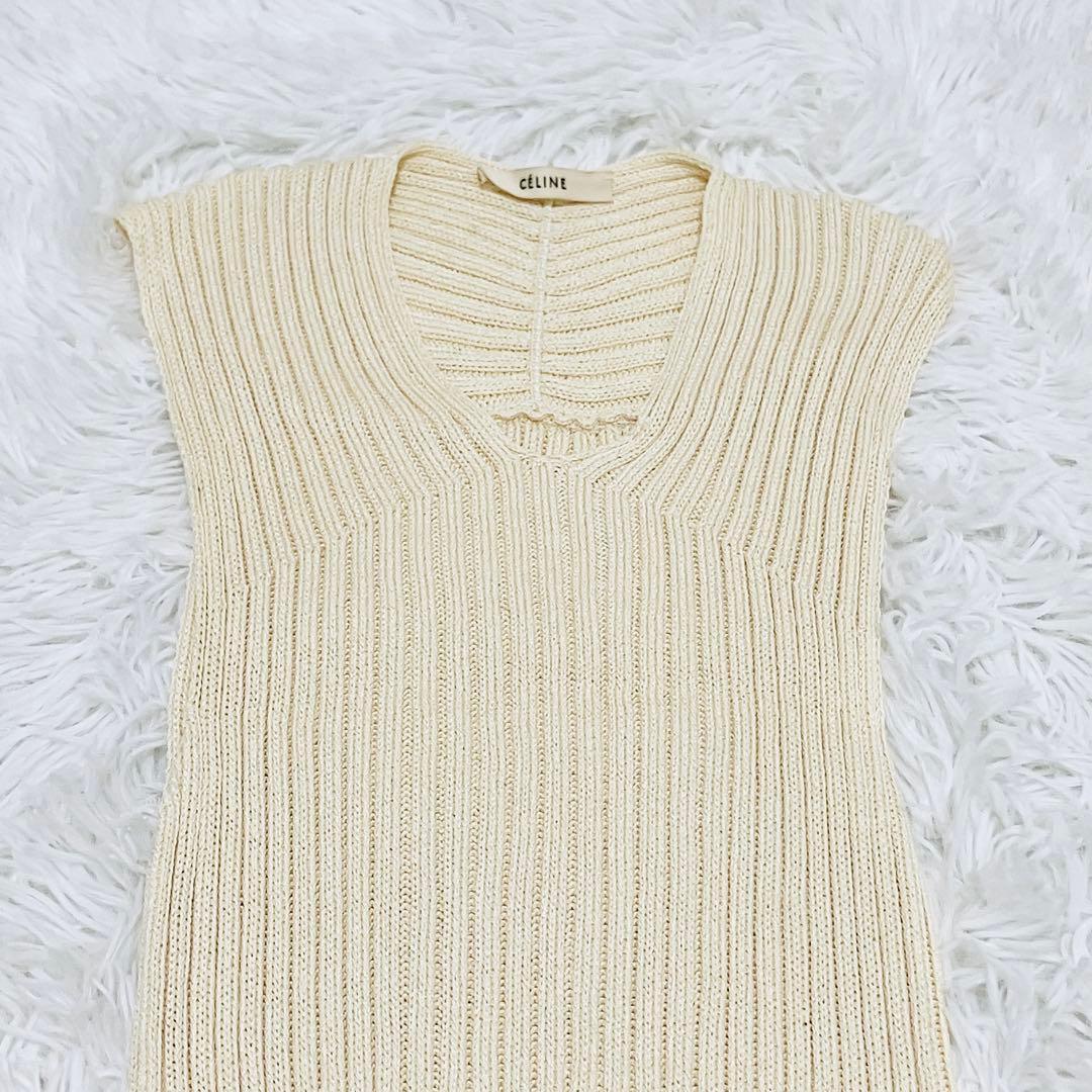 美品✨セリーヌ フィービー期 サマーニットワンピース　ノースリーブ アイボリー