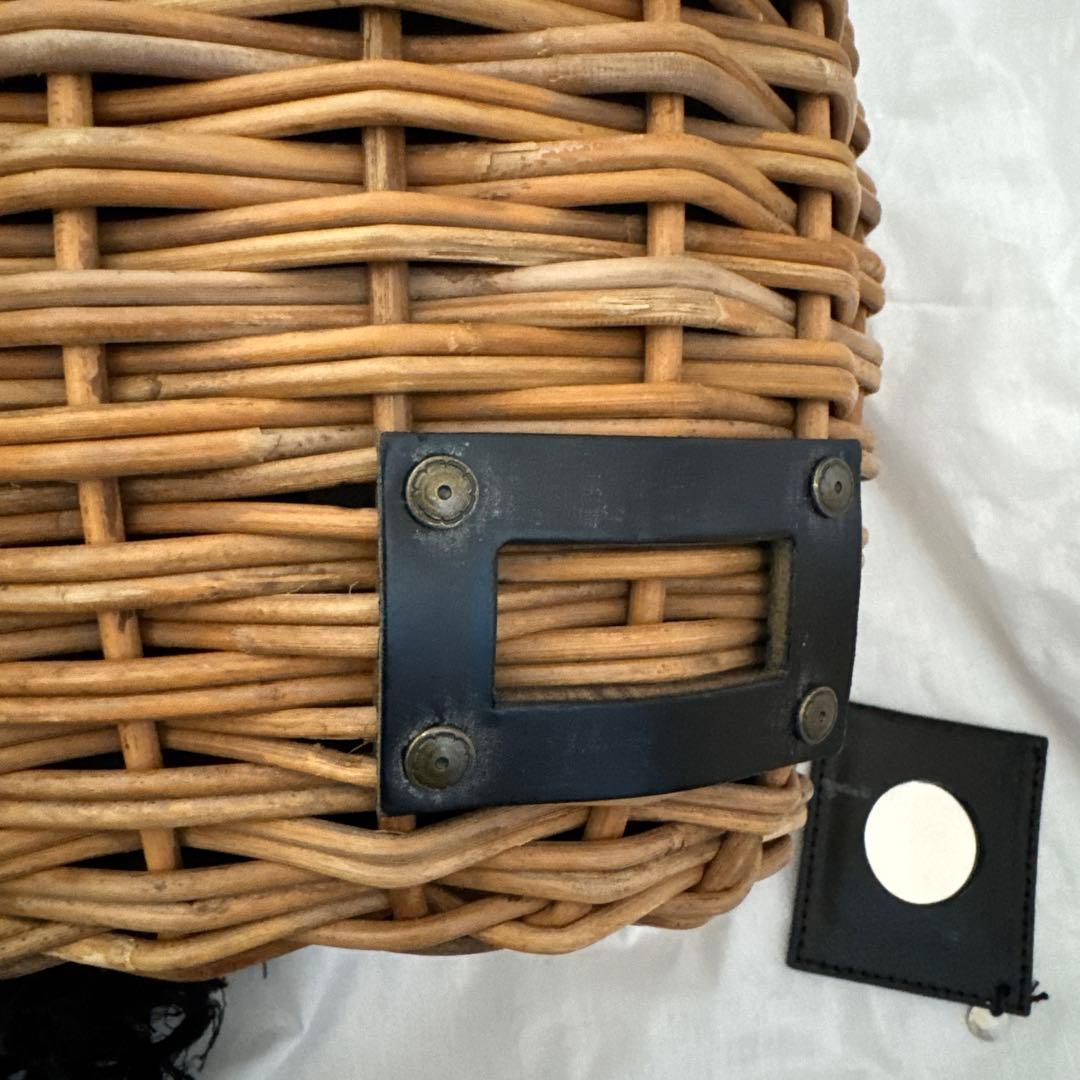 美品　エバゴス　かご　籐とレザーのかごバッグ