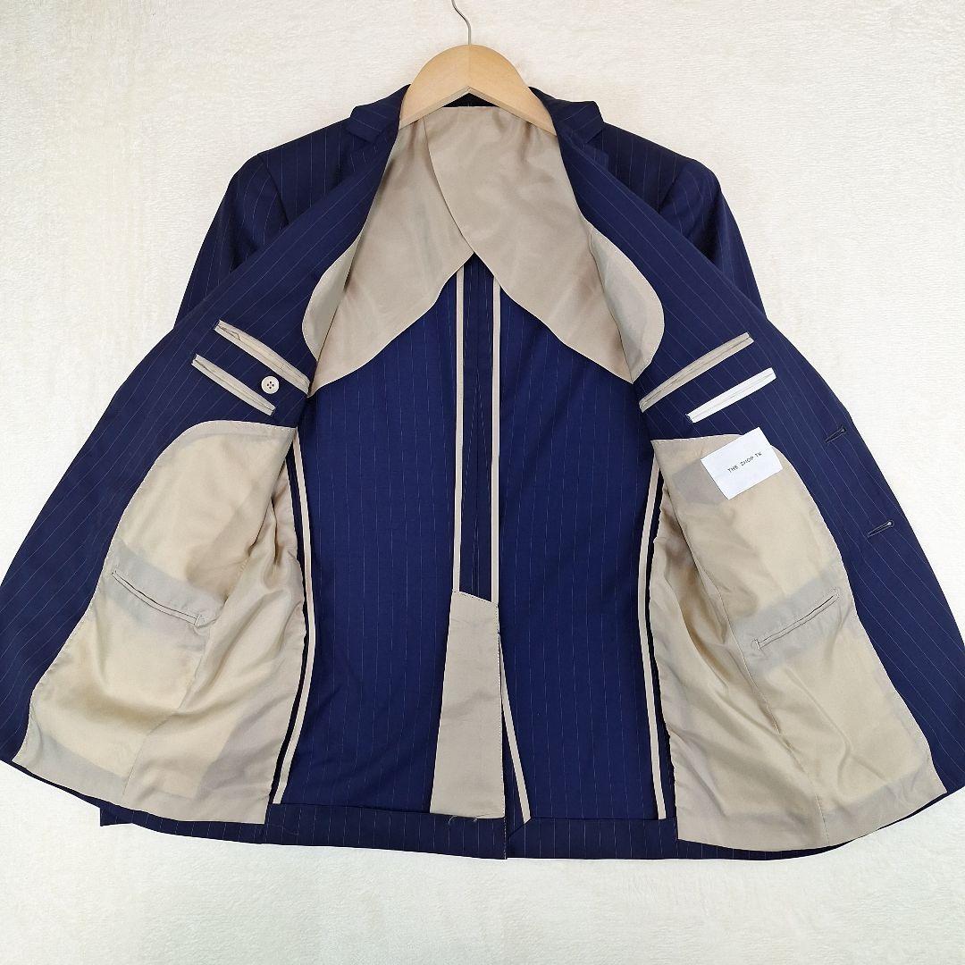 美品✨タケオキクチ　ビジネススーツセットアップ　ネイビーストライプ　S