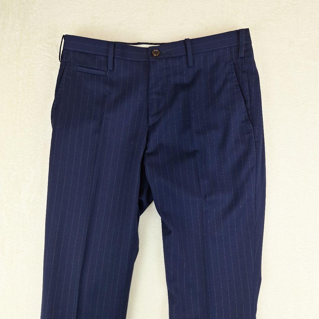 美品✨タケオキクチ　ビジネススーツセットアップ　ネイビーストライプ　S