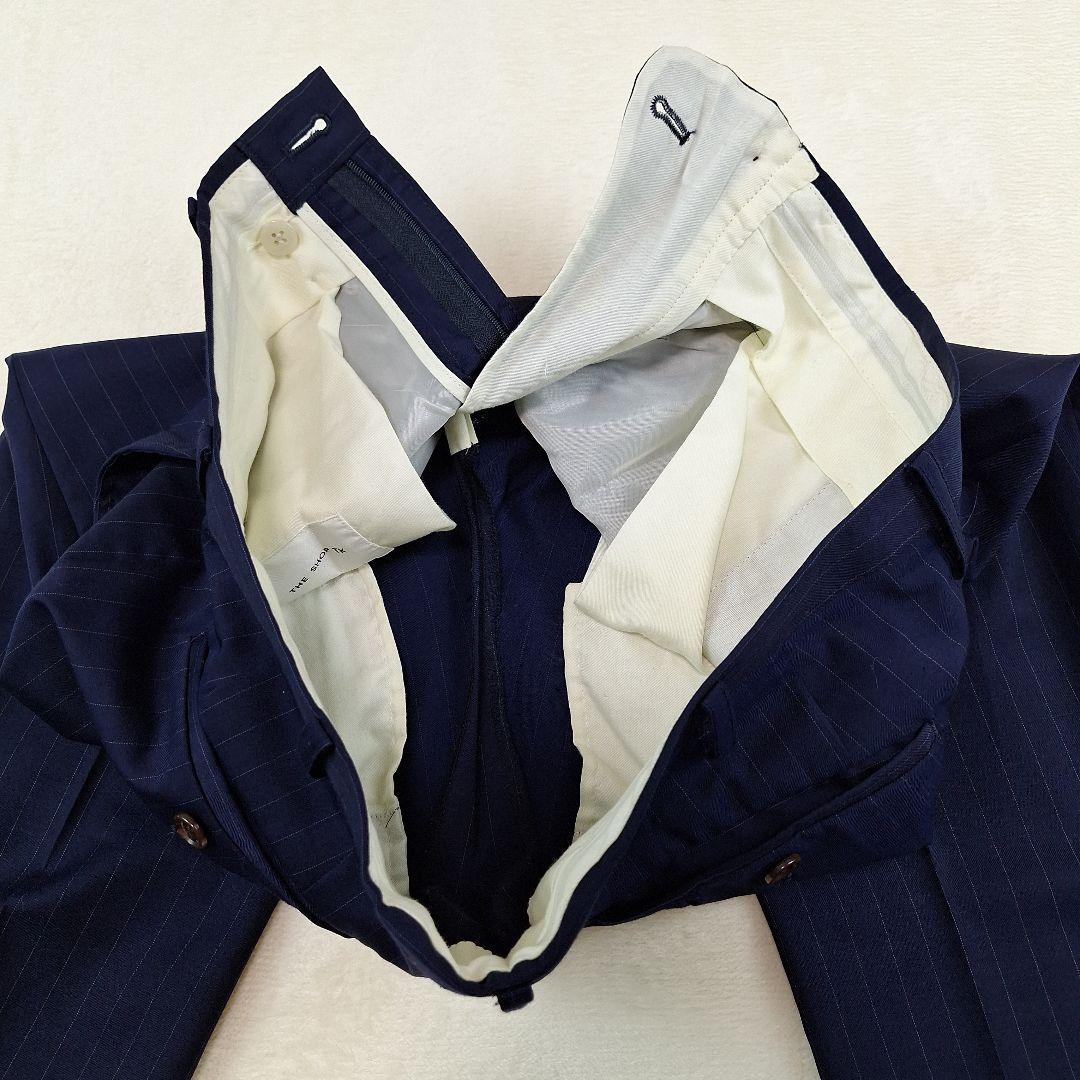 美品✨タケオキクチ　ビジネススーツセットアップ　ネイビーストライプ　S