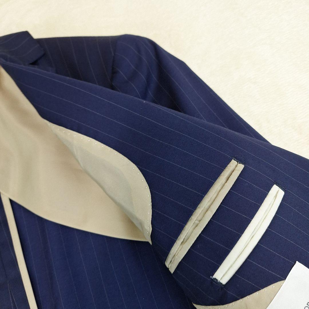 美品✨タケオキクチ　ビジネススーツセットアップ　ネイビーストライプ　S