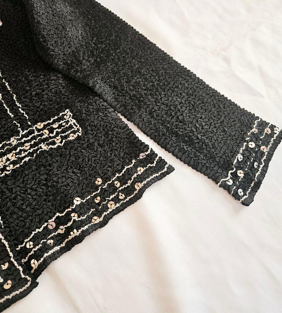 YUKI TORII ユキトリイ スパンコール プリーツ カーディガン 黒 40