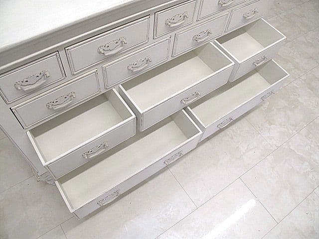 展示品　フレンチシャビー ホワイトペイント サイドチェスト ローチェスト