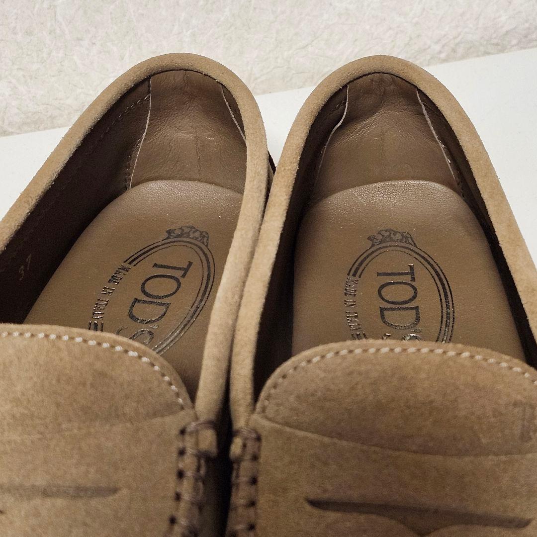 トッズ ドライビングシューズ 37 ベージュ ヌバック ゴンミーニ