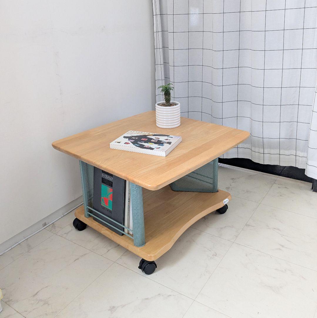 90s vintage パンチングメタルのブックスタンド付き テーブル