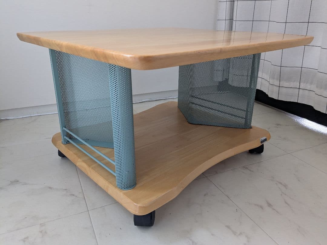 90s vintage パンチングメタルのブックスタンド付き テーブル