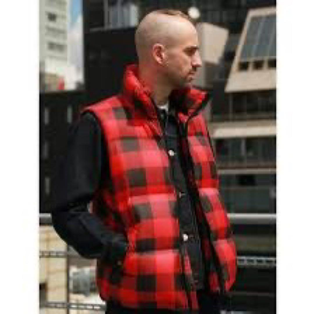 【新品6.6万円】TMT チェックダウンベスト⭐︎レッド