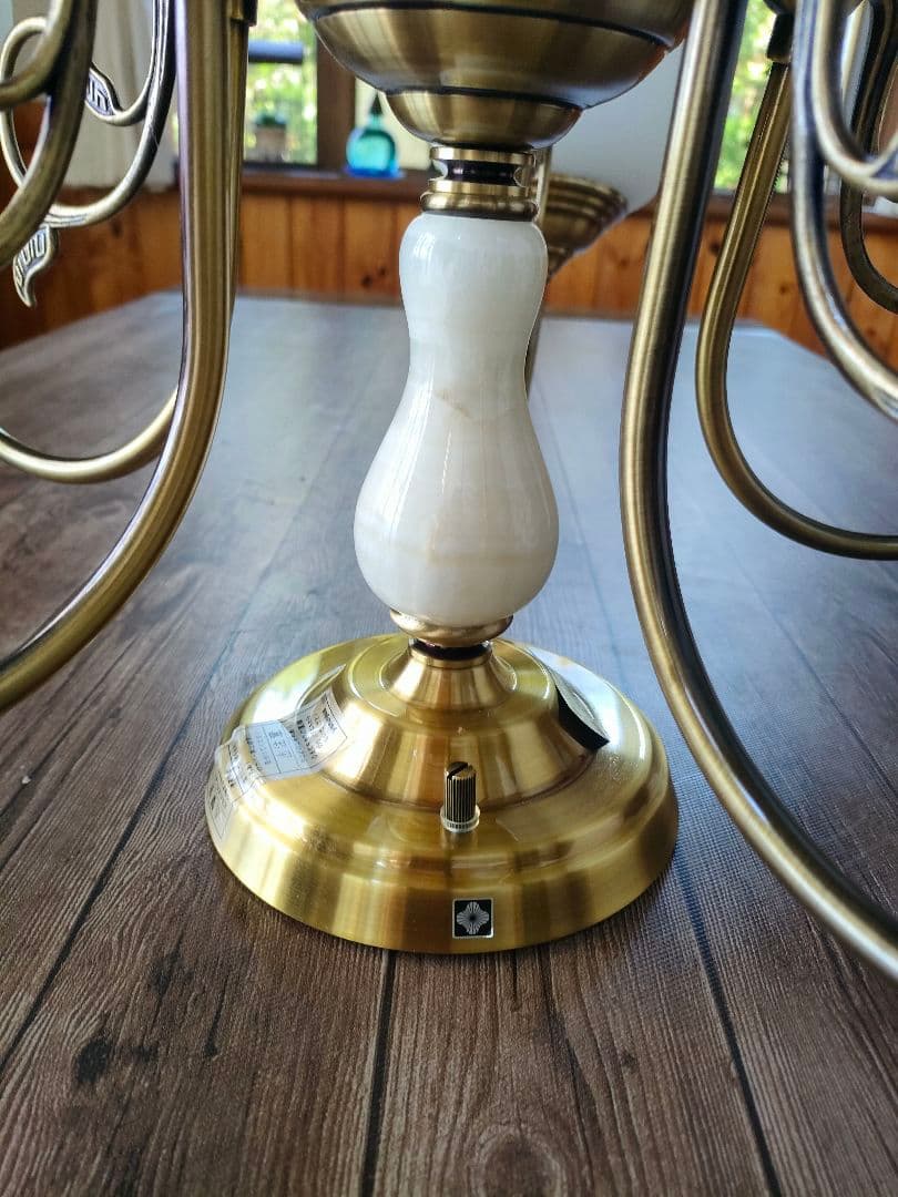 美品　ヤマギワ シャンデリア 5灯 真鍮 ガラス　ライト