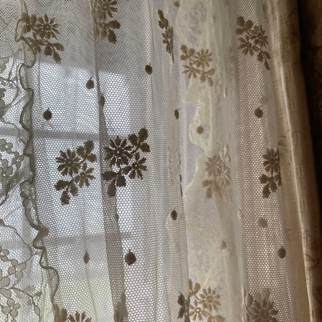 さえら風 雰囲気良い素敵な 2Way レースカーテン　のれん風