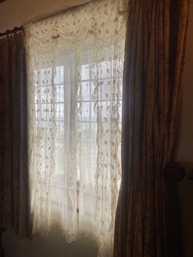 さえら風 雰囲気良い素敵な 2Way レースカーテン　のれん風