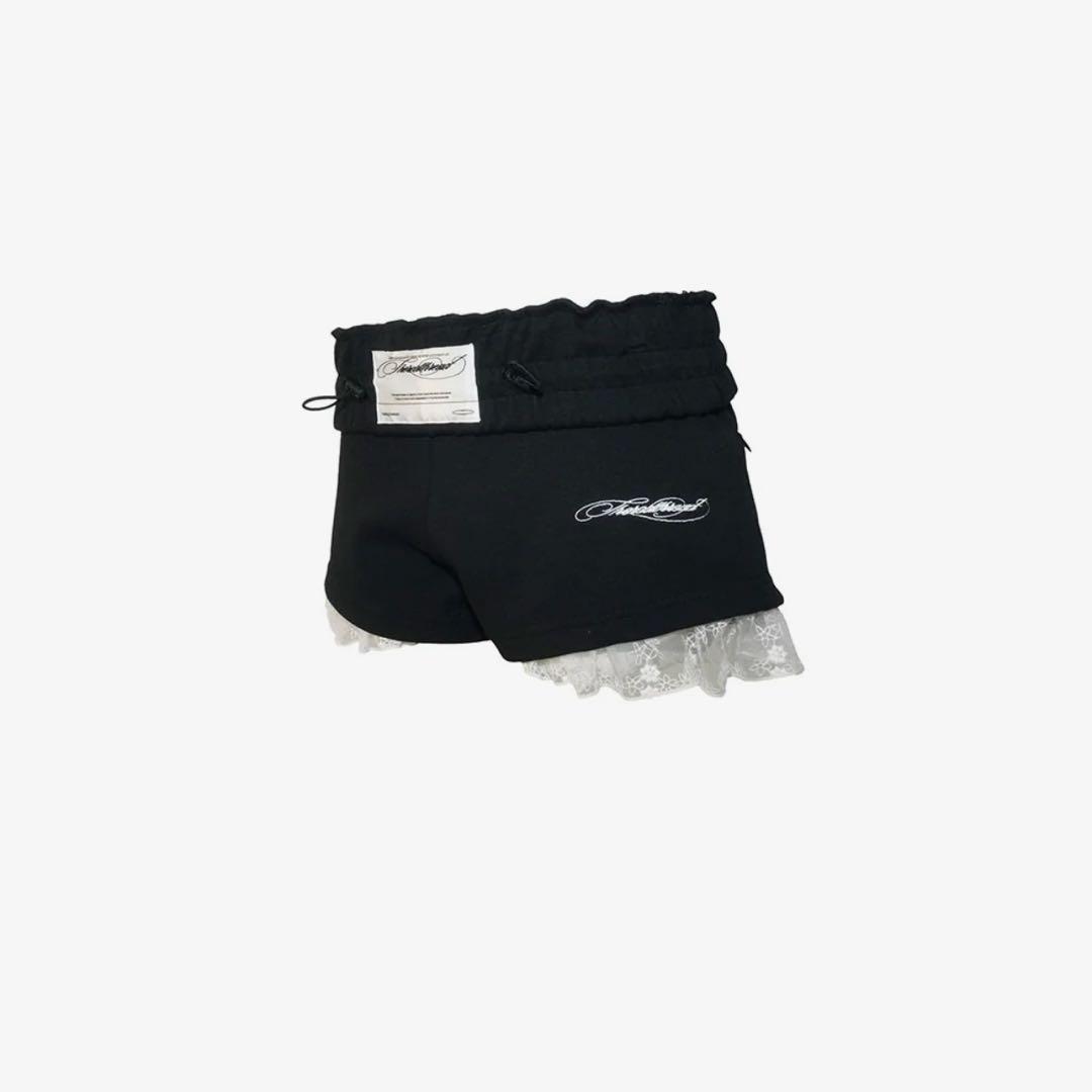 パンツ THEREDTHREAD S jersey shorts lace black