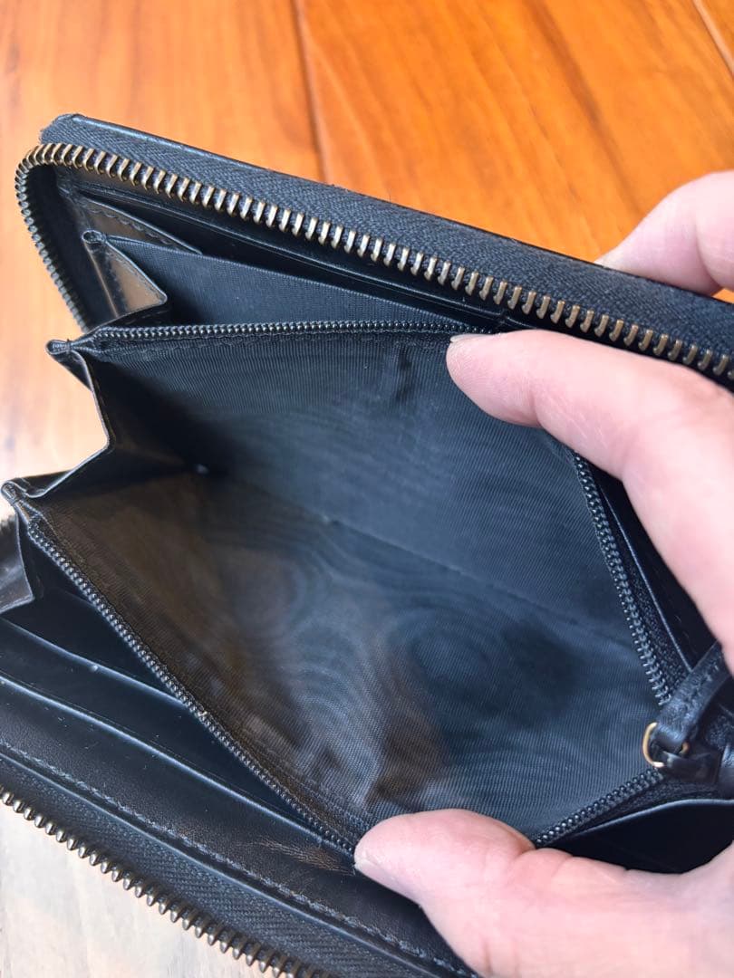 【美品】GUCCI ラウンドファスナー　キルティング　ＧＧマーモント　ブラック