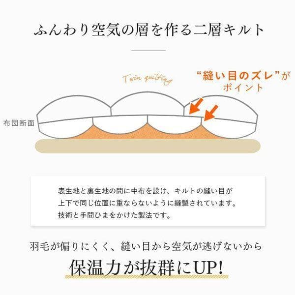2層キルトでふんわり極暖♡山一 ホワイトダックダウン93％ 高級羽毛布団シングル