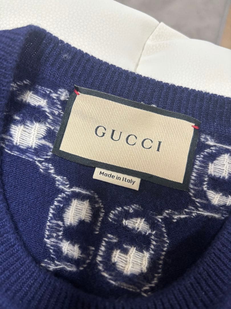 【定価16万】GUCCI GG柄ニット ネイビー