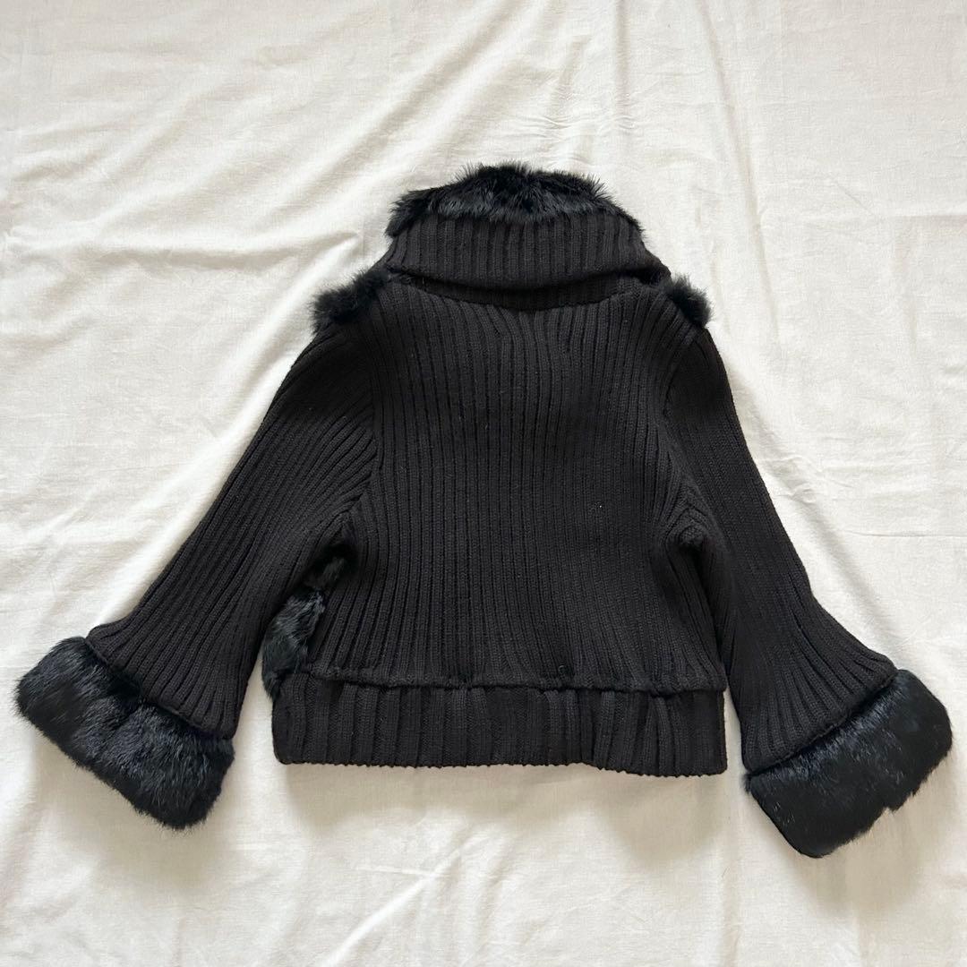 ニットジャケット ファー ショート y2k y2k 平成ギャル 短丈 グランジ