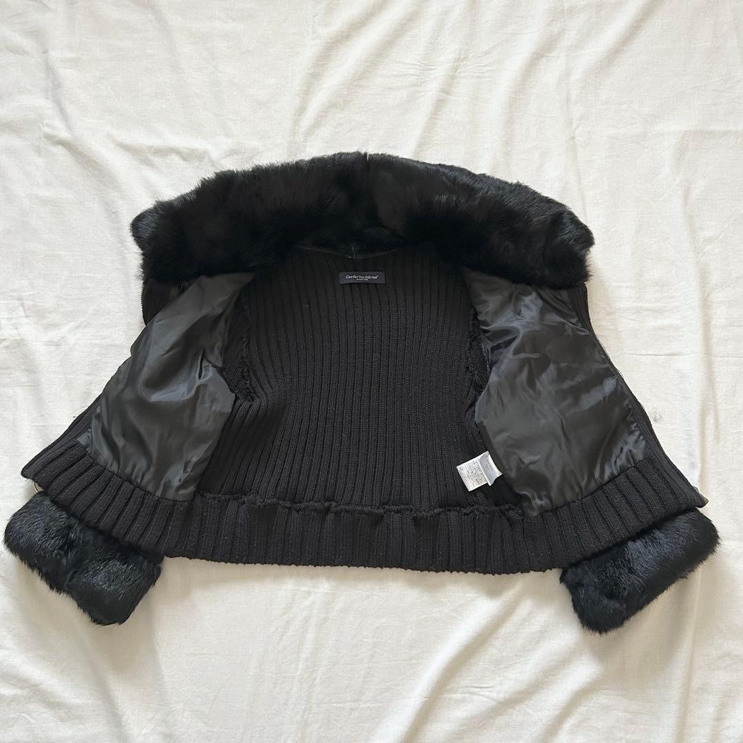 ニットジャケット ファー ショート y2k y2k 平成ギャル 短丈 グランジ